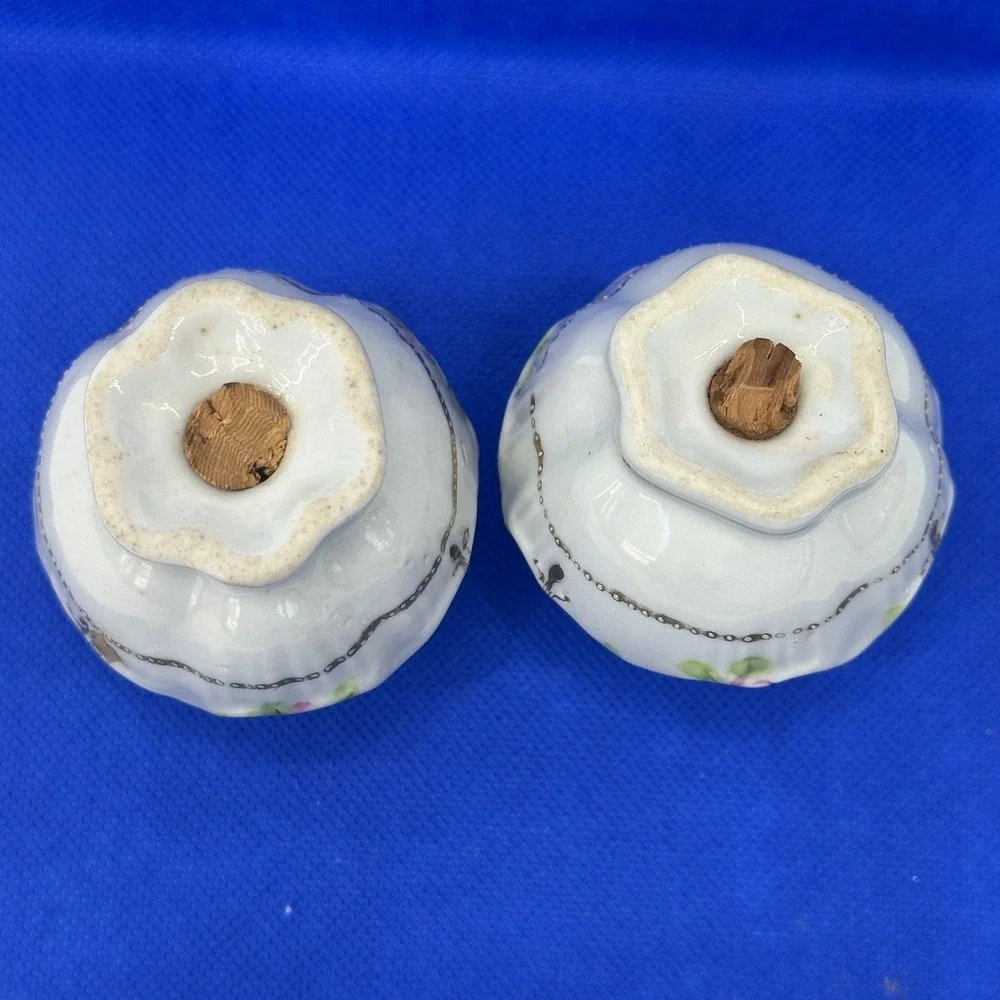 Antique Nippon Porcelain Hand‎ Painted Salt Pepper Shakers Ceramic Never Lids